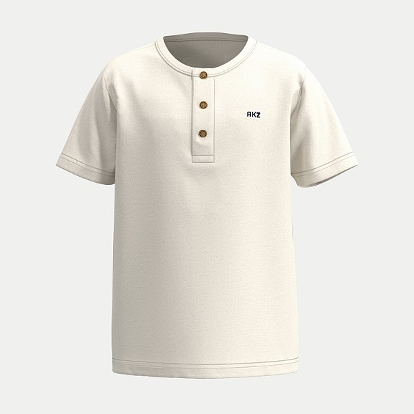 CAMISETA ALAKAZOO MANGA CURTA COMFORT ALGODÃO GOLA COM BOTÃO OFFWHITE UNISEX INFANTIL