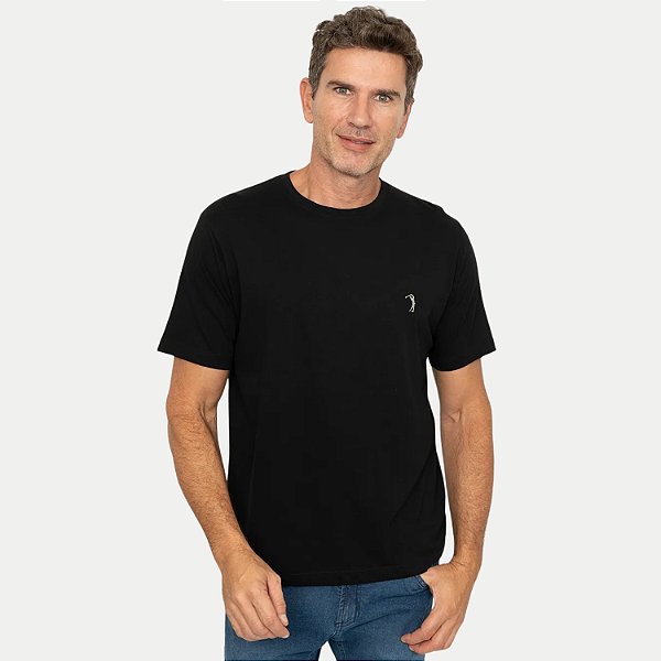CAMISETA ALEATORY MANGA CURTA COMFORT ALGODÃO PRETO MASCULINO ADULTO