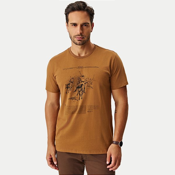 CAMISETA MOMENTUS MANGA CURTA COMFORT ALGODÃO SILKADA CARAMELO MASCULINO ADULTO