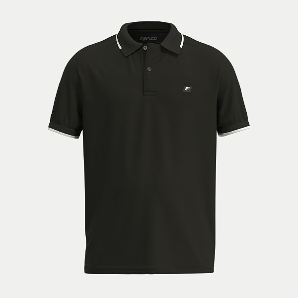 POLO FICO MANGA CURTA COMFORT PIQUET PRETO MASCULINO JUVENIL