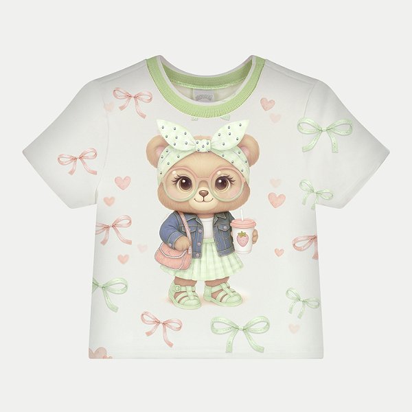 BLUSA ALAKAZOO MANGA CURTA MOLETINHO VERDE FEMININO INFANTIL