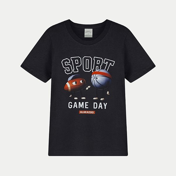 CAMISETA ALAKAZOO MANGA CURTA COMFORT ALGODÃO SILKADA PRETO MASCULINO INFANTIL