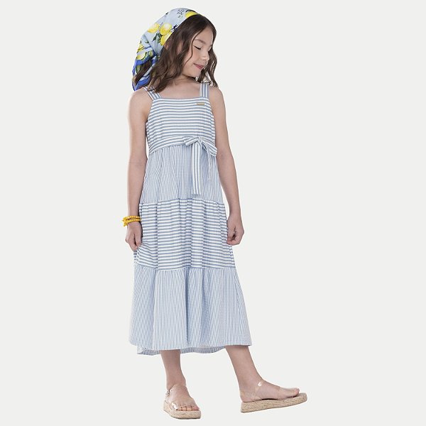 VESTIDO ALAKAZOO REGATA ALGODÃO E ELASTANO MIDI AZUL PASTEL FEMININO INFANTIL
