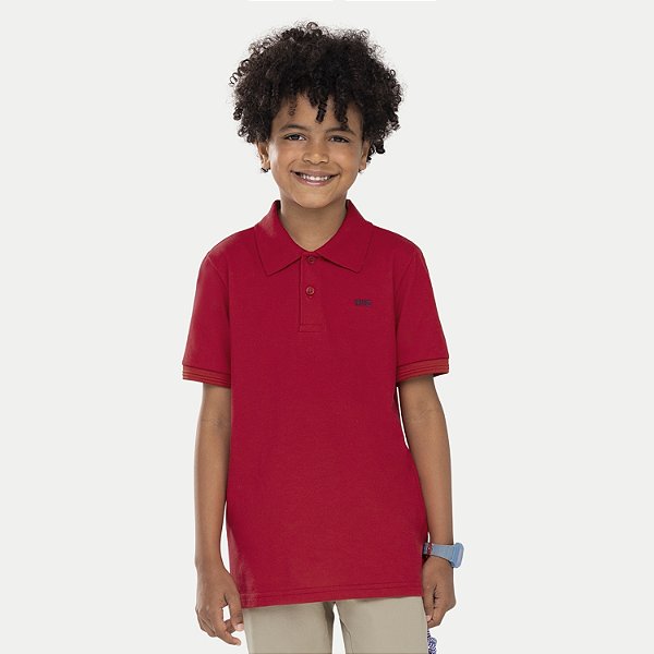 POLO ALAKAZOO MANGA CURTA COMFORT ALGODÃO PIQUE VERMELHO MASCULINO INFANTIL