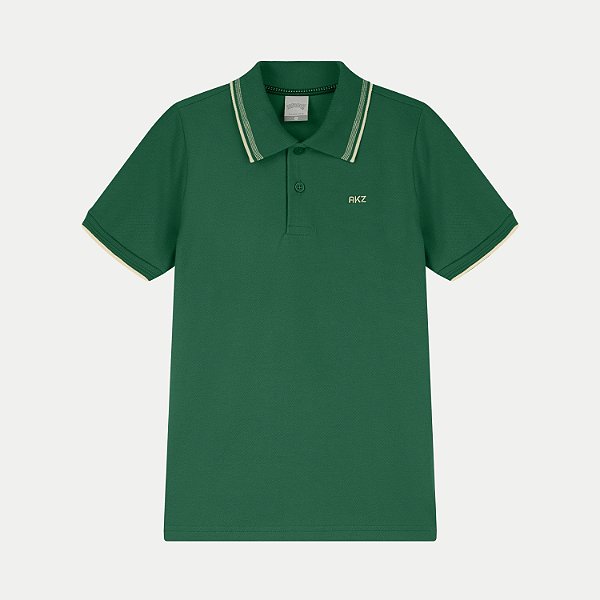 POLO ALAKAZOO MANGA CURTA COMFORT ALGODÃO PIQUE VERDE MASCULINO INFANTIL