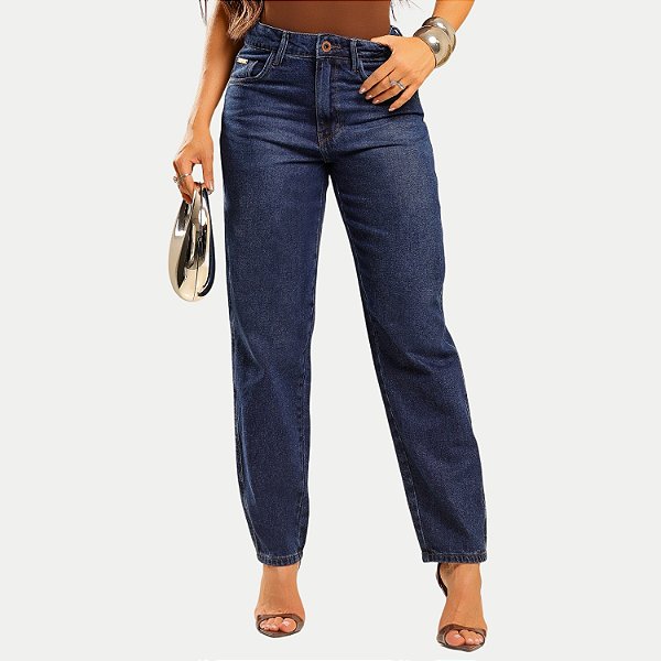 CALÇA MAC JEANS JEANS ESCURO BRUTO MOM FEMININO ADULTO