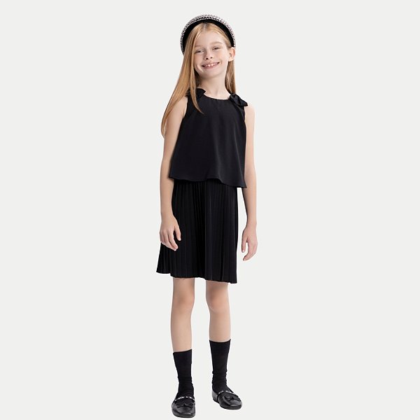 VESTIDO ALAKAZOO REGATA POLIESTER PRETO FEMININO INFANTIL