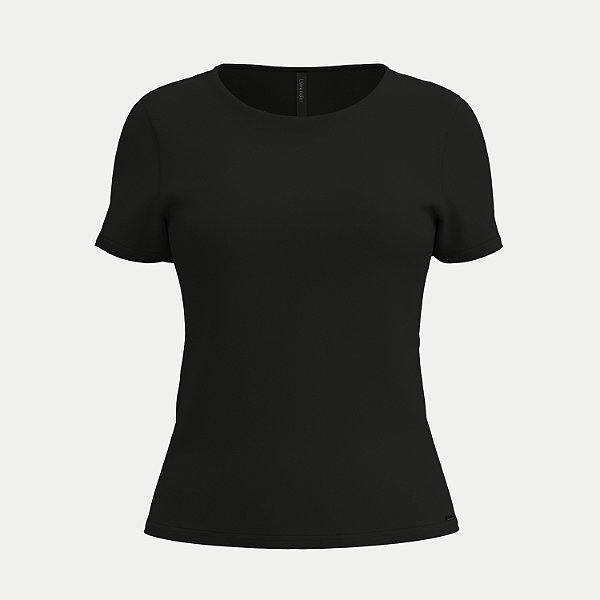 BLUSA LUNENDER MANGA CURTA MALHA PRETO FEMININO ADULTO