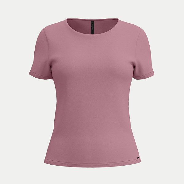 BLUSA LUNENDER MANGA CURTA MALHA ROSA FEMININO ADULTO