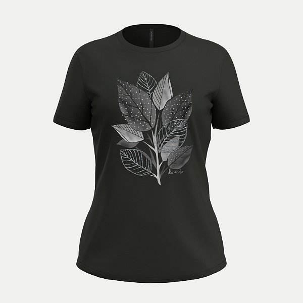 BLUSA LUNENDER MANGA CURTA TSHIRT ALGODÃO PRETO FEMININO ADULTO