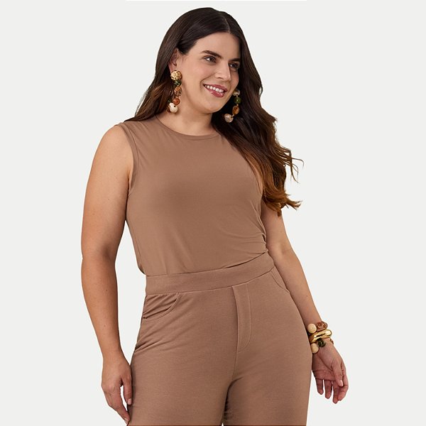 BLUSA LUNENDER REGATA POLIÉSTER E ELASTANO BEGE FEMININO ADULTO