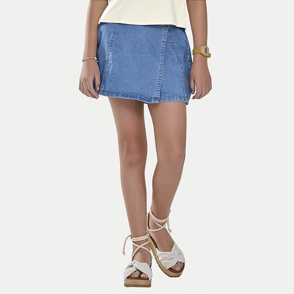 SHORT LUNENDER HITS SAIA JEANS CLARO BRUTO BÁSIC FEMININO JUVENIL