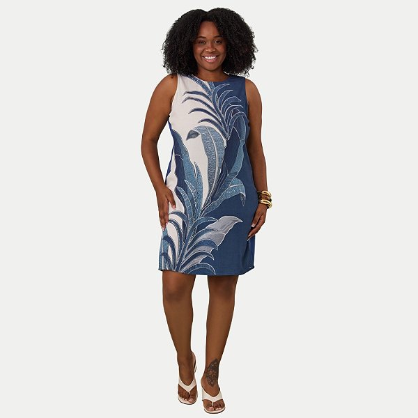 VESTIDO LUNENDER REGATA POLIÉSTER AZUL FEMININO ADULTO