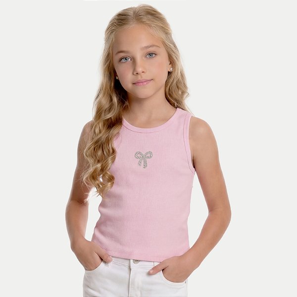 BLUSA BY GUS REGATA MALHA CANELADA ROSA FEMININO INFANTIL
