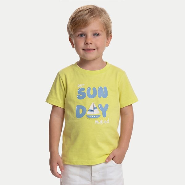 CAMISETA BY GUS MANGA CURTA COMFORT ALGODÃO SILKADA AMARELO MASCULINO INFANTIL