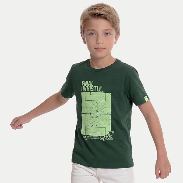 CAMISETA BY GUS MANGA CURTA COMFORT ALGODÃO SILKADA VERDE MASCULINO INFANTIL