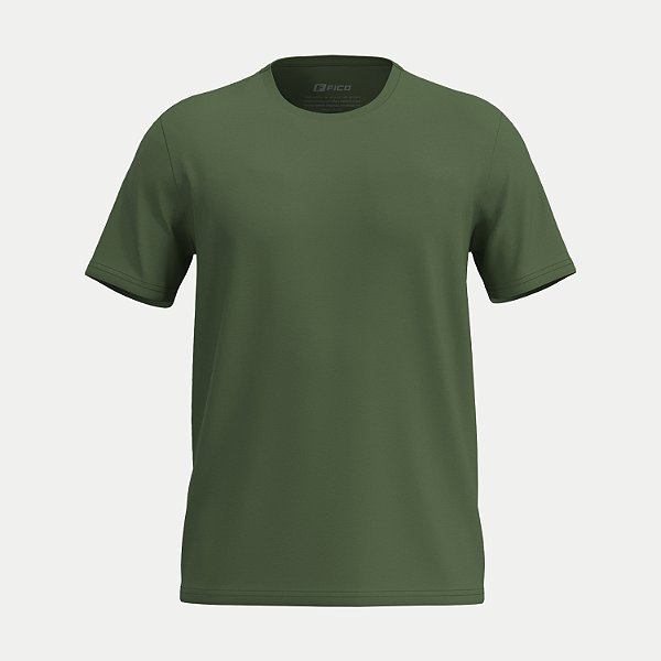 CAMISETA FICO MANGA CURTA COMFORT ALGODÃO LISA GOLA REDONDA VERDE MASCULINO ADULTO