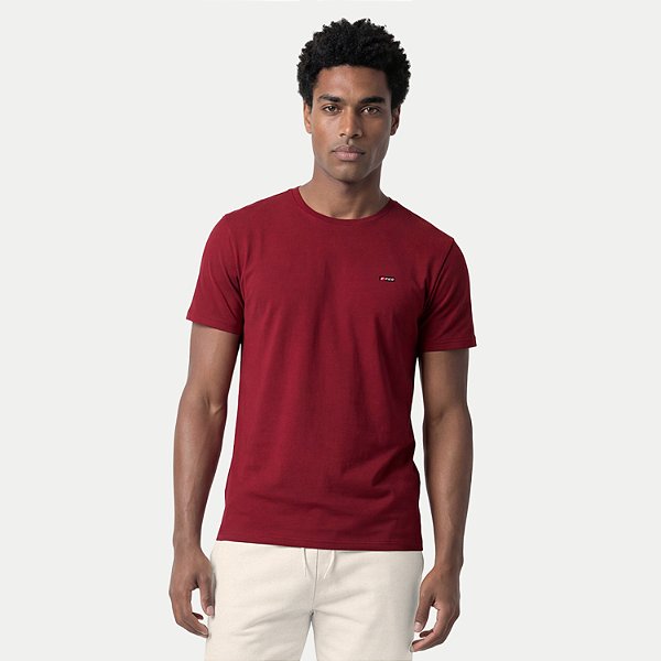 CAMISETA FICO MANGA CURTA COMFORT LISA GOLA REDONDA BORDÔ MASCULINO ADULTO