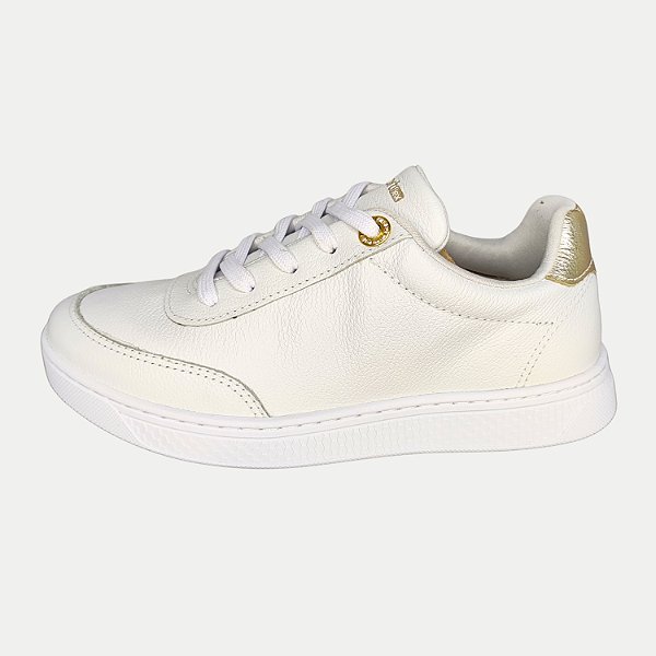 TÊNIS COMFORT FLEX CASUAL COM CADARÇO COURO BRANCO FEMININO ADULTO