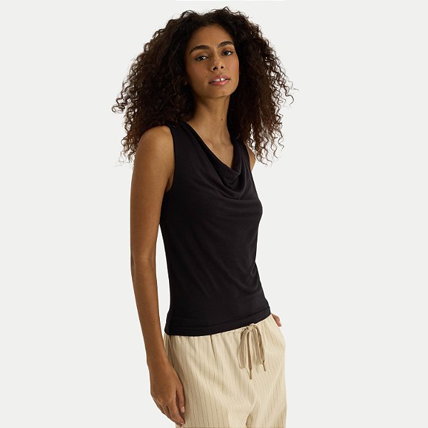 BLUSA HERING REGATA VISCOSE E ELASTANO PRETO FEMININO ADULTO