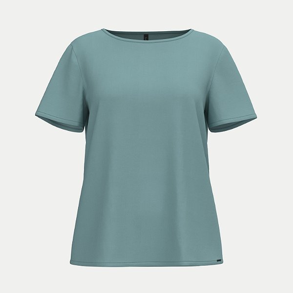 BLUSA LUNENDER MANGA CURTA VISCOSE AZUL FEMININO ADULTO
