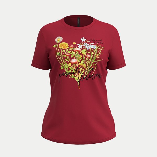 BLUSA LUNENDER MANGA CURTA TSHIRT ALGODÃO BORDÔ FEMININO ADULTO