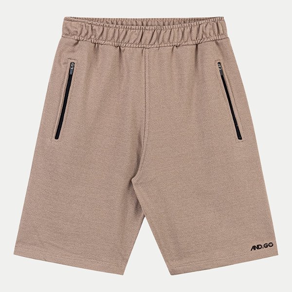 BERMUDA ANGERO MOLETOM CASUAL MOCCA BEGE MASCULINO INFANTIL