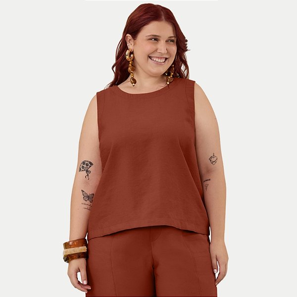 BLUSA LUNENDER REGATA MISTO MARROM FEMININO ADULTO