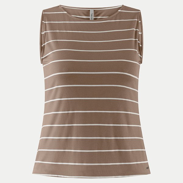 BLUSA LUNENDER REGATA MISTO LISTRADA BEGE FEMININO ADULTO