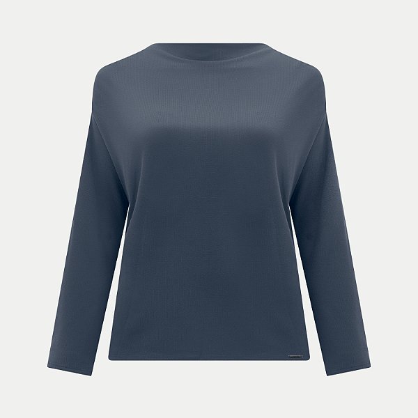 BLUSA LUNENDER MANGA LONGA MAIS MULHER MALHA AZUL FEMININO ADULTO