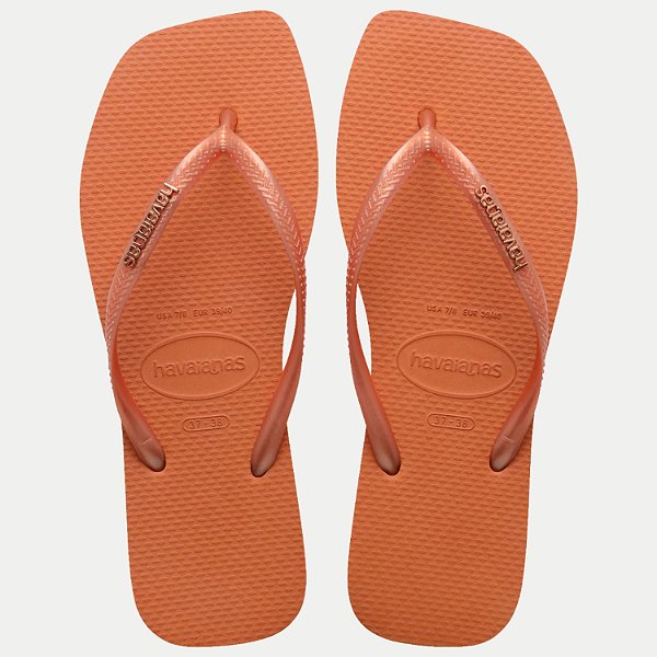 CHINELO HAVAIANAS SLIM SQUARE LOGO METALLIC LARANJA FEMININO ADULTO