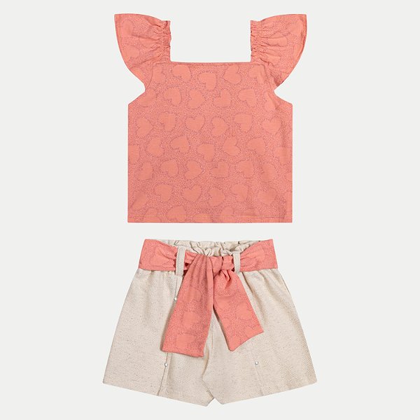 CONJUNTO VERÃO ANGERO SHORT E BLUSA MANGA CURTA MALHA SLMÃO FEMININO ADULTO