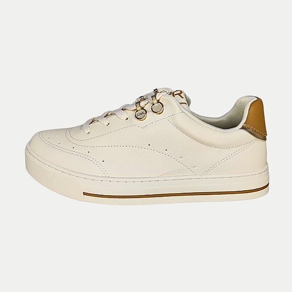 TÊNIS RAMARIM CASUAL COM 2 CADARÇO CREME FEMININO ADULTO