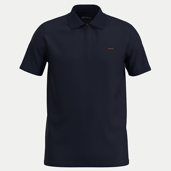POLO FICO MANGA CURTA COMFORT ALGODÃO LISA AZUL MARINHO MASCULINO ADULTO