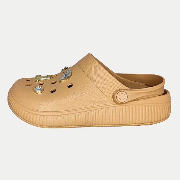 SANDALIA MOLECA CLOG COM APLIQUES ANA CASTELA NUDE FEMININO ADULTO