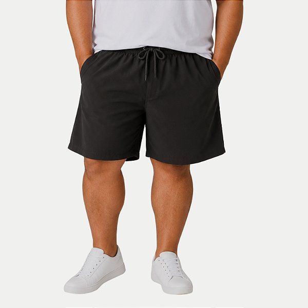 SHORT TSUNAMI POLIESTER E ELASTANO FITNESS PRETO MASCULINO ADULTO