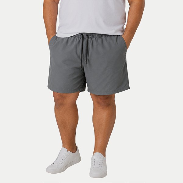SHORT TSUNAMI POLIESTER E ELASTANO FITNESS CINZA MASCULINO ADULTO