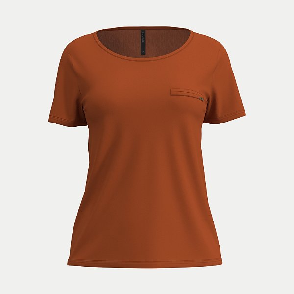 BLUSA LUNENDER MANGA CURTA VISCOLYCRA LARANJA FEMININO ADULTO