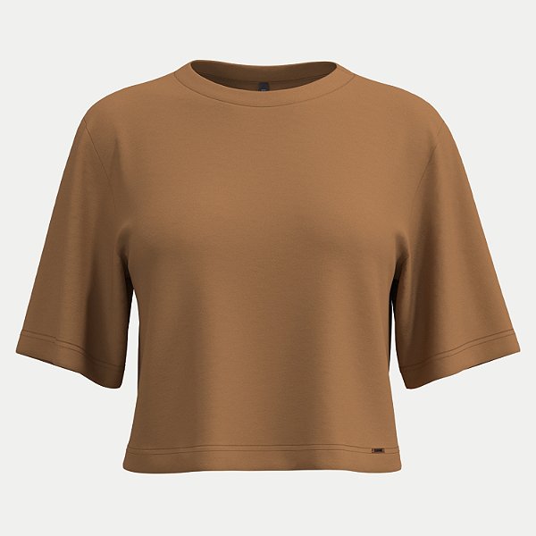 BLUSA LUNENDER MANGA CURATA MALHA CARAMELO