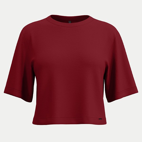 BLUSA LUNENDER MANGA CURTA MALHA BORDÔ FEMININO ADULTO