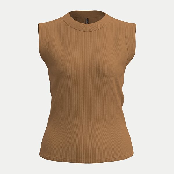 BLUSA LUNENDER REGATA MALHA CANELADA CARAMELO FEMININO ADULTO