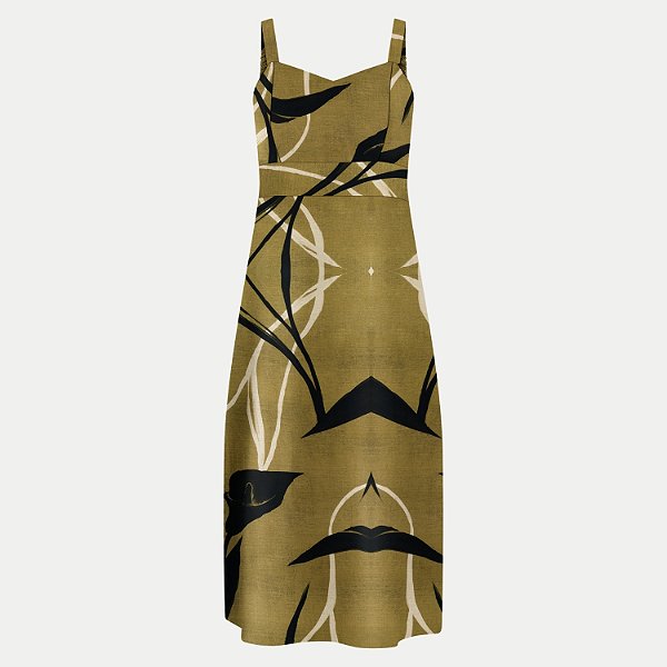 VESTIDO LUNENDER REGATA MALHA MIDI ESTAMPADO VERDE FEMININO ADULTO