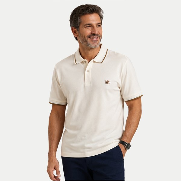 POLO LEE MANGA CURTA SLIM PIQUET BEGE MASCULINO ADULTO