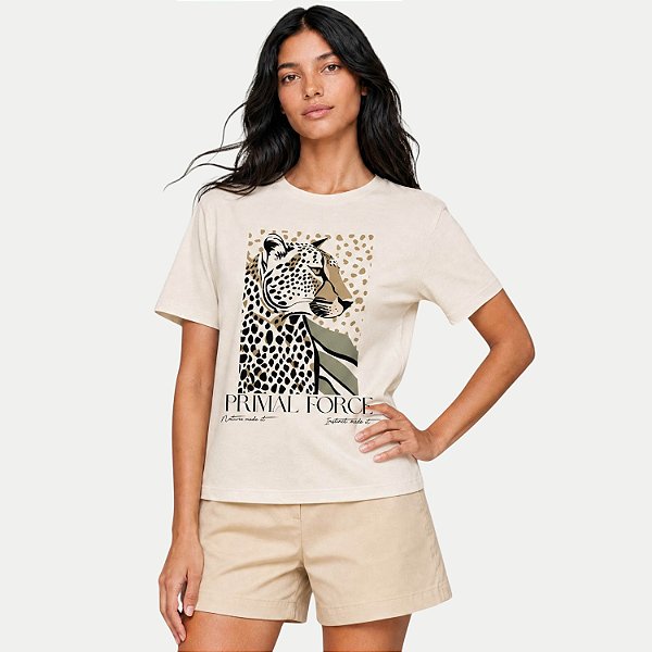 BLUSA HERING MANGA CURTA TSHIRT ALGODÃO SILKADA BEGE FEMININO ADULTO