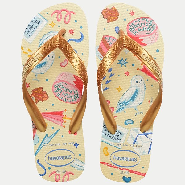 CHINELO HAVAIANAS TOP HARRY POTTER CREME FEMININO ADULTO