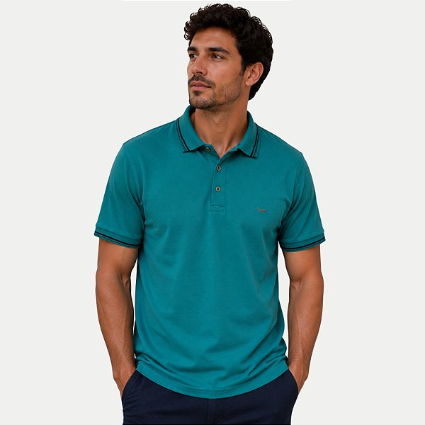 POLO WAYNA MANGA CURTA COMFORT PIQUET VERDE MASCULINO ADULTO