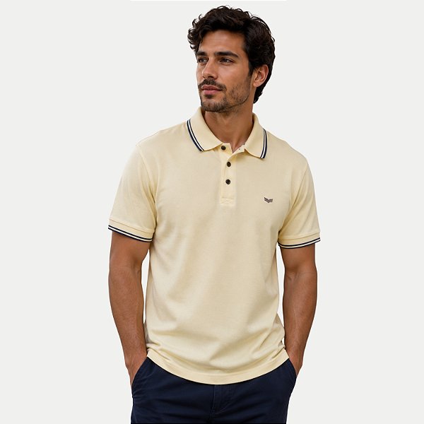 POLO WAYNA MANGA CURTA COMFORT PIQUET AMARELO MASCULINO ADULTO