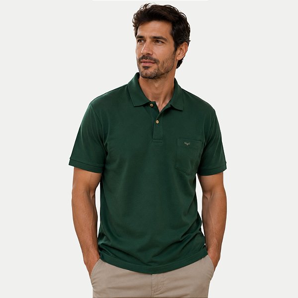 POLO WAYNA MANGA CURTA COMFORT LISA COM BOLSO MISTAO VERDE MASCULINO ADULTO