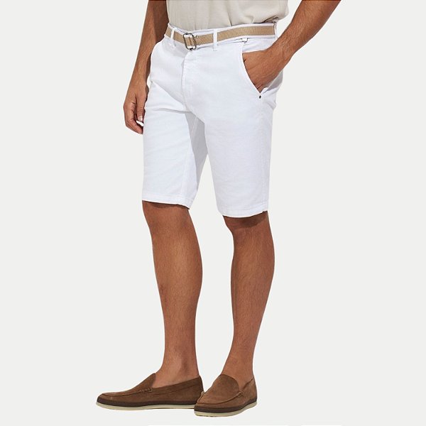 BERMUDA YOUNG BRIM E ELASTANO ESPORTE FINO BRANCO MASCULINO ADULTO