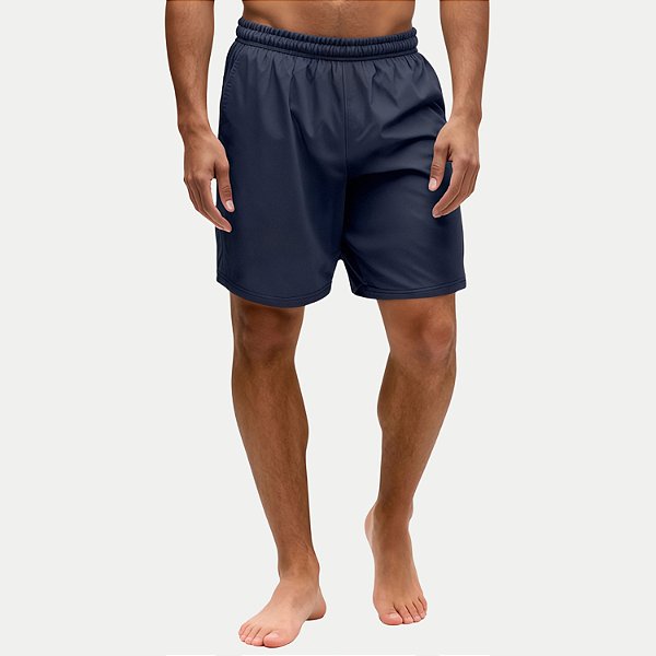 BERMUDA FICO POLIESTER FITNESS AZUL MARINHO MASCULINO ADULTO
